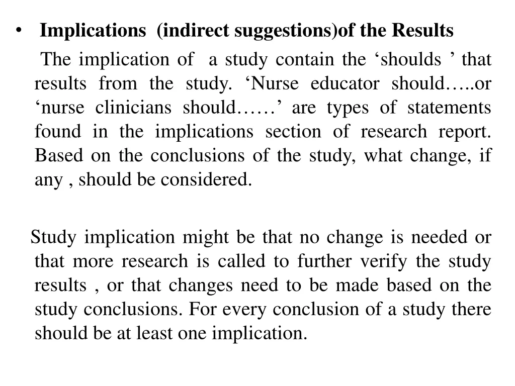 implications indirect suggestions of the results