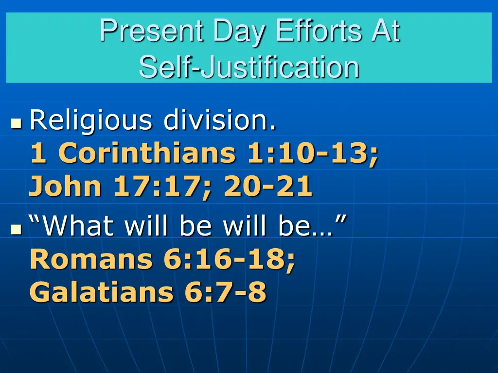 present day efforts at self justification