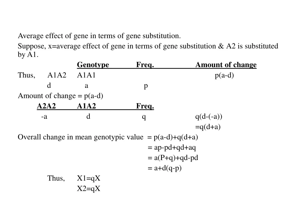 average effect of gene in terms of gene