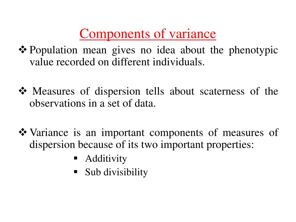 components of variance population mean gives