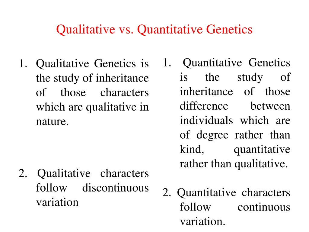 qualitative vs quantitative genetics