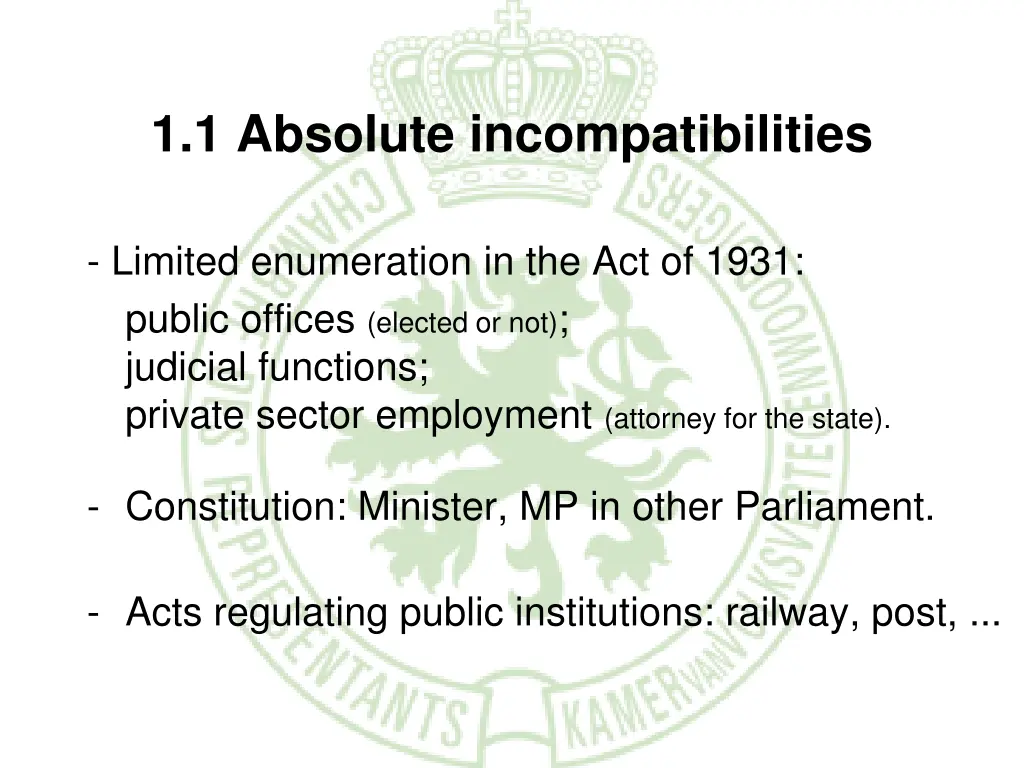 1 1 absolute incompatibilities