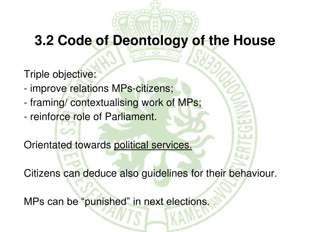 3 2 code of deontology of the house 1