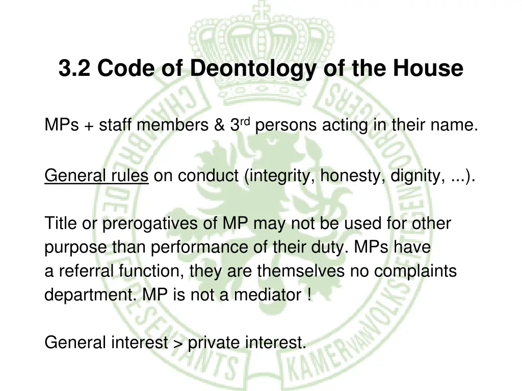 3 2 code of deontology of the house 2