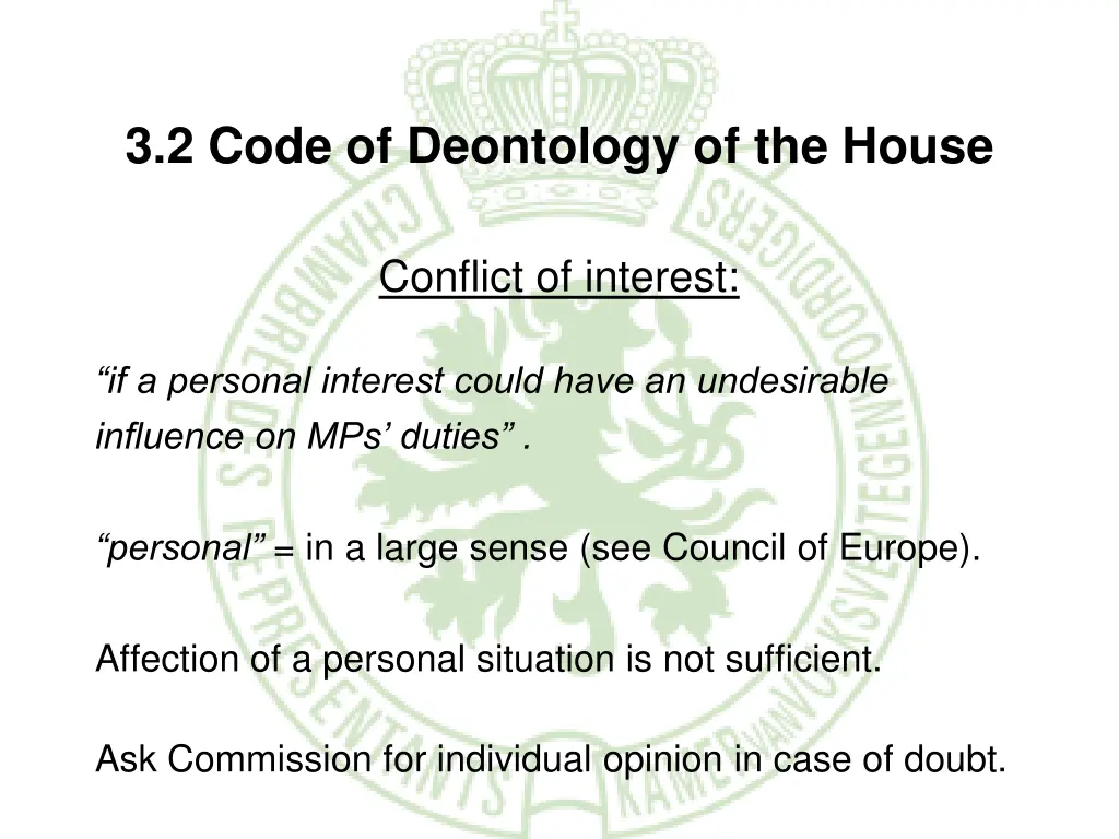3 2 code of deontology of the house 3