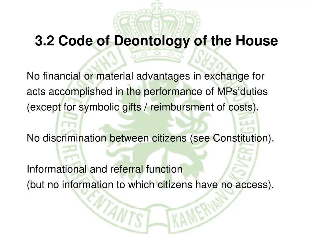3 2 code of deontology of the house 5