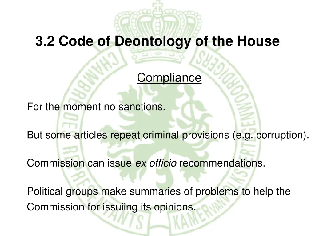 3 2 code of deontology of the house 9