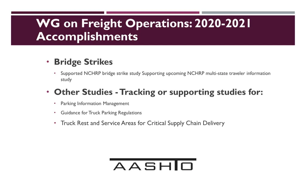 wg on freight operations 2020 2021 accomplishments 1