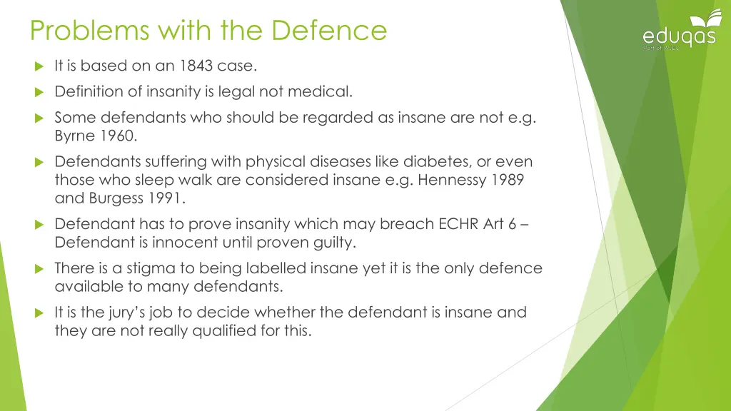 problems with the defence