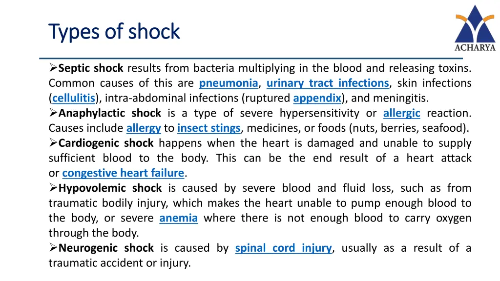 types of shock types of shock