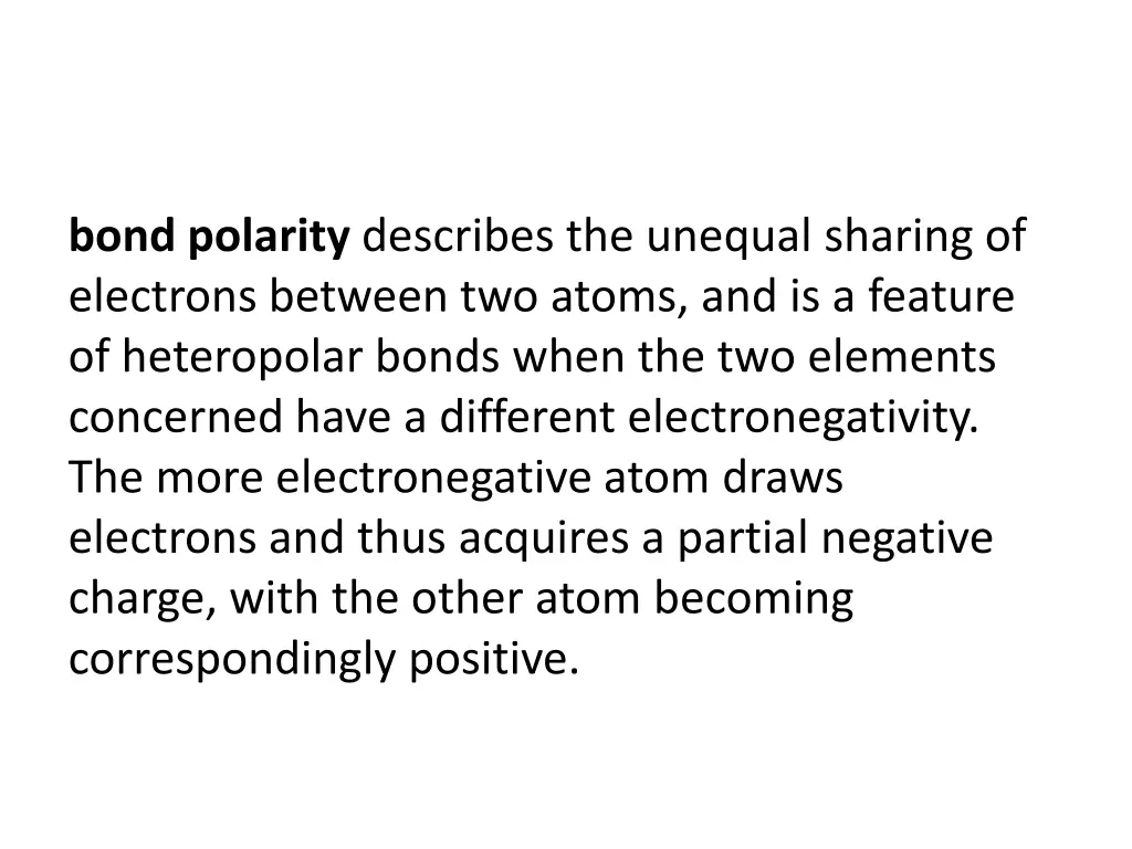 bond polarity describes the unequal sharing