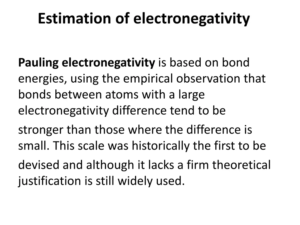 estimation of electronegativity