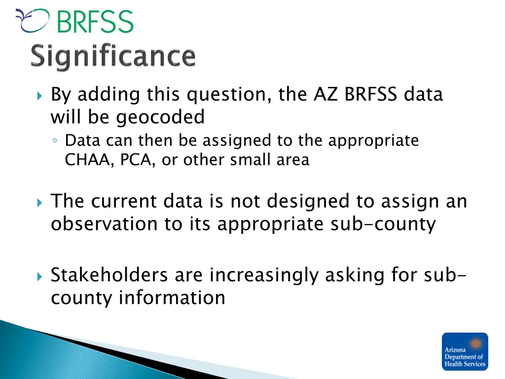 by adding this question the az brfss data will