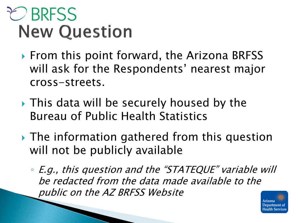 from this point forward the arizona brfss will