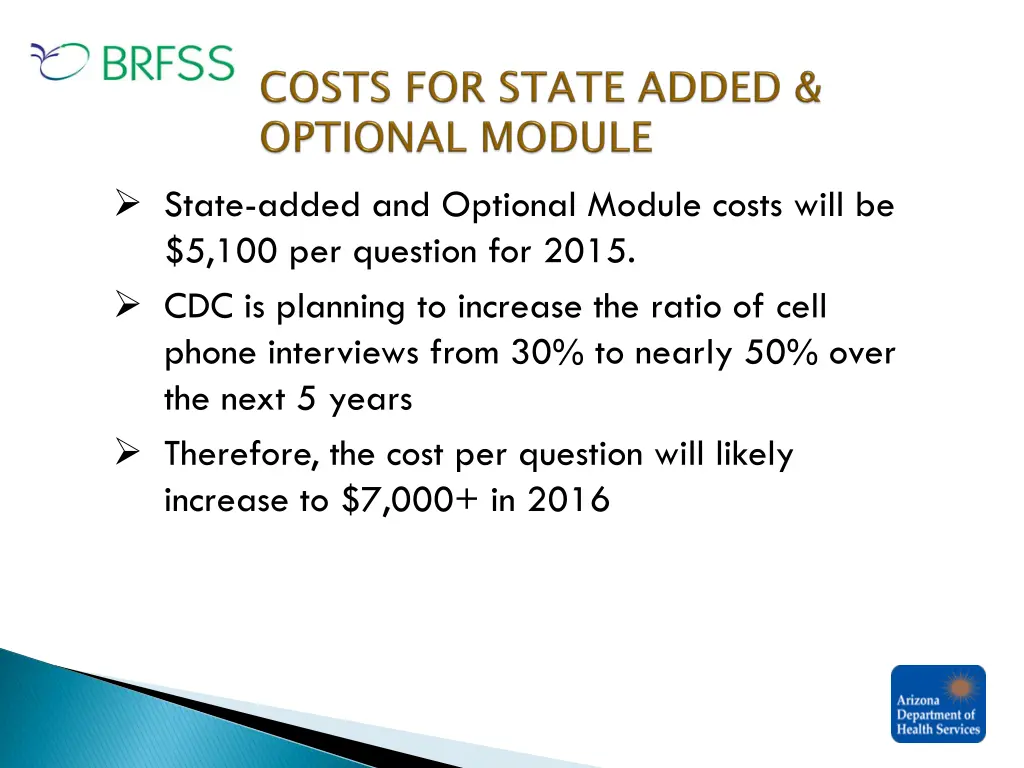 state added and optional module costs will