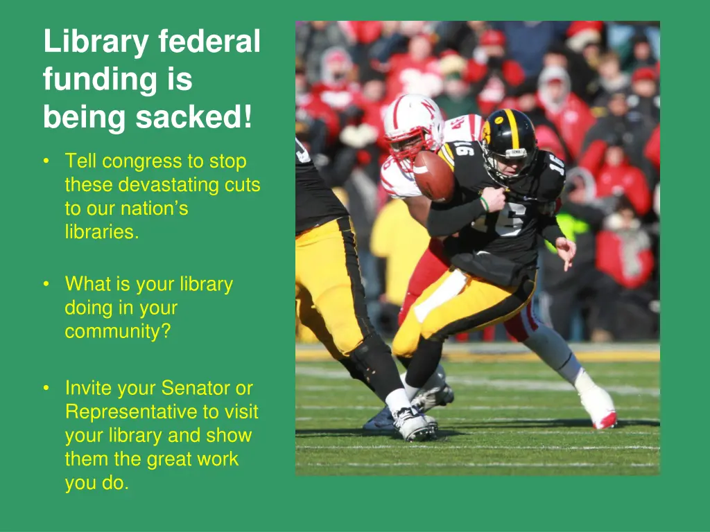 library federal funding is being sacked