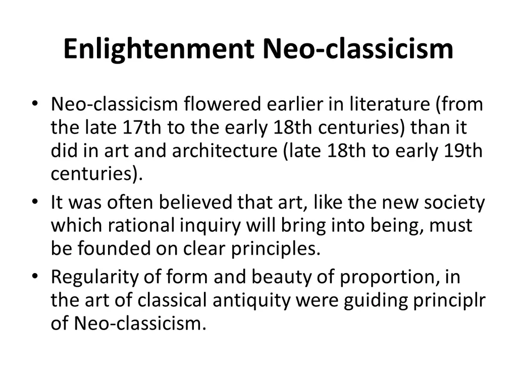 enlightenment neo classicism