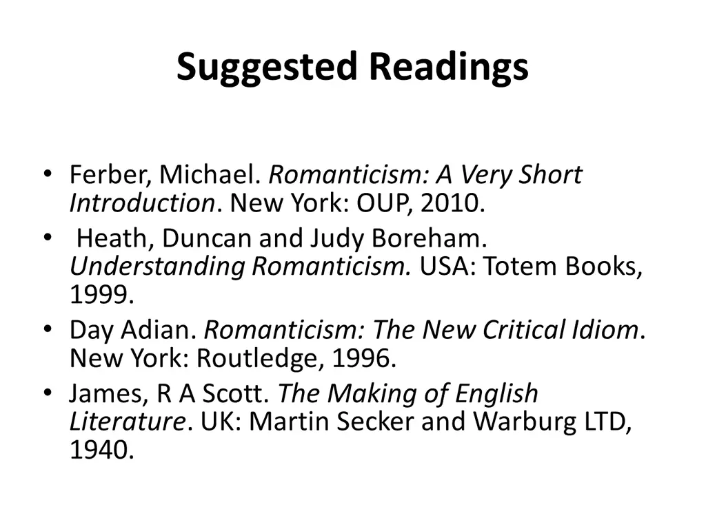 suggested readings