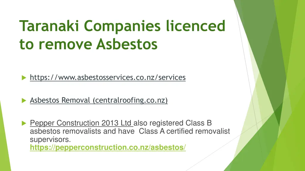 taranaki companies licenced to remove asbestos