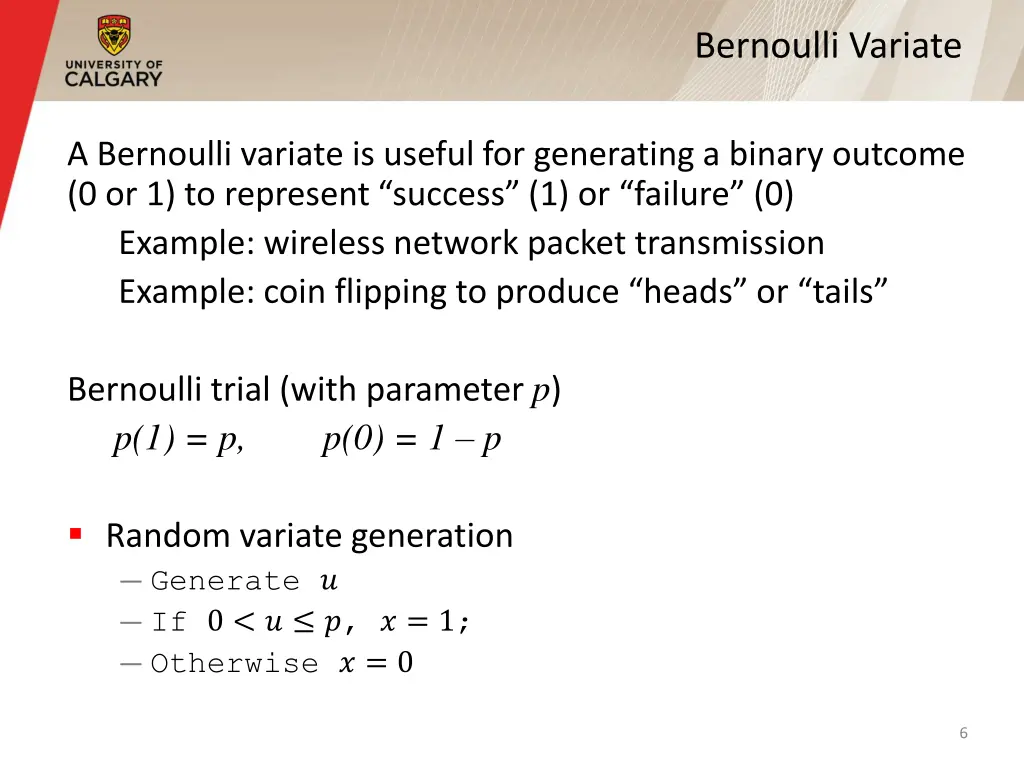 bernoulli variate