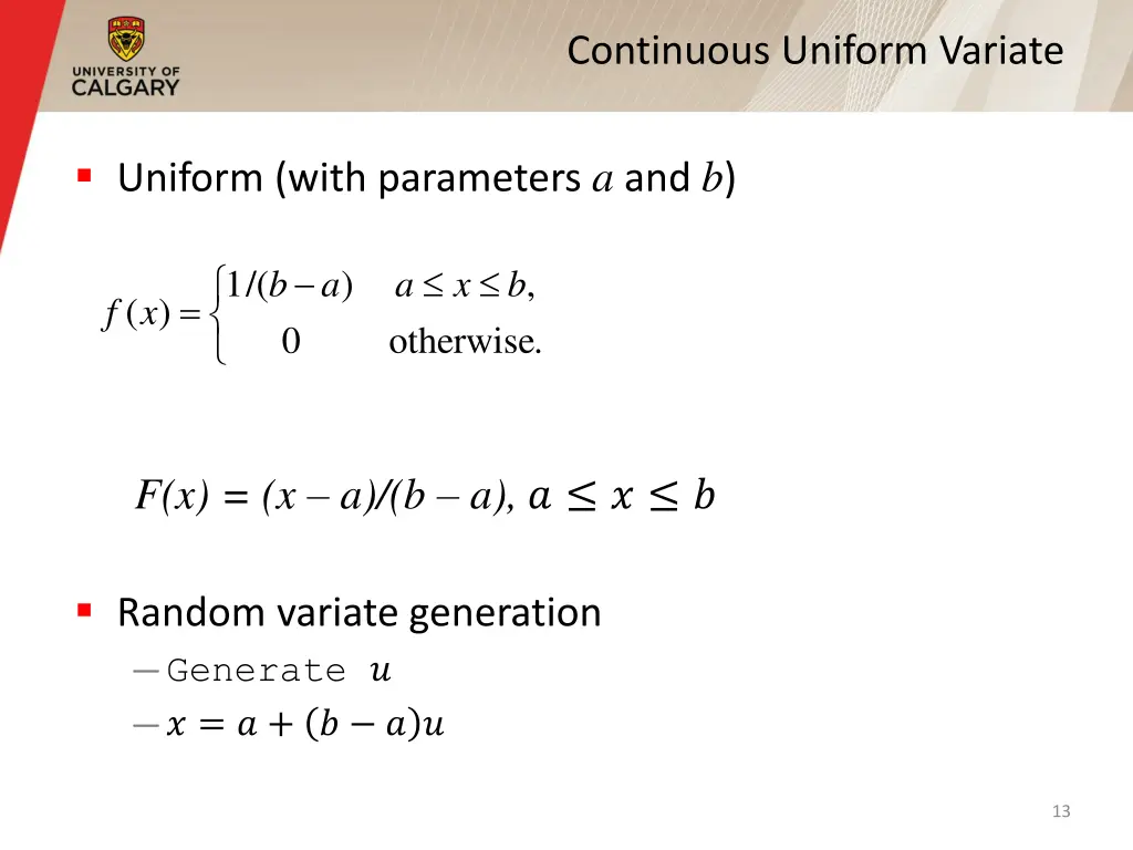 continuous uniform variate