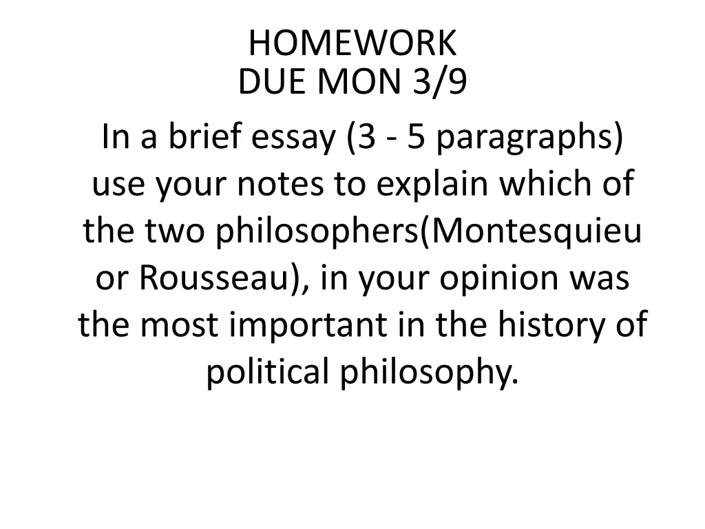 homework due mon 3 9