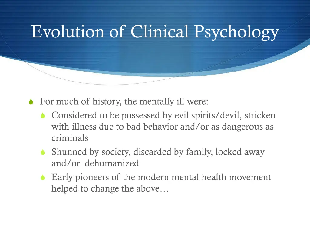 evolution of clinical psychology 1