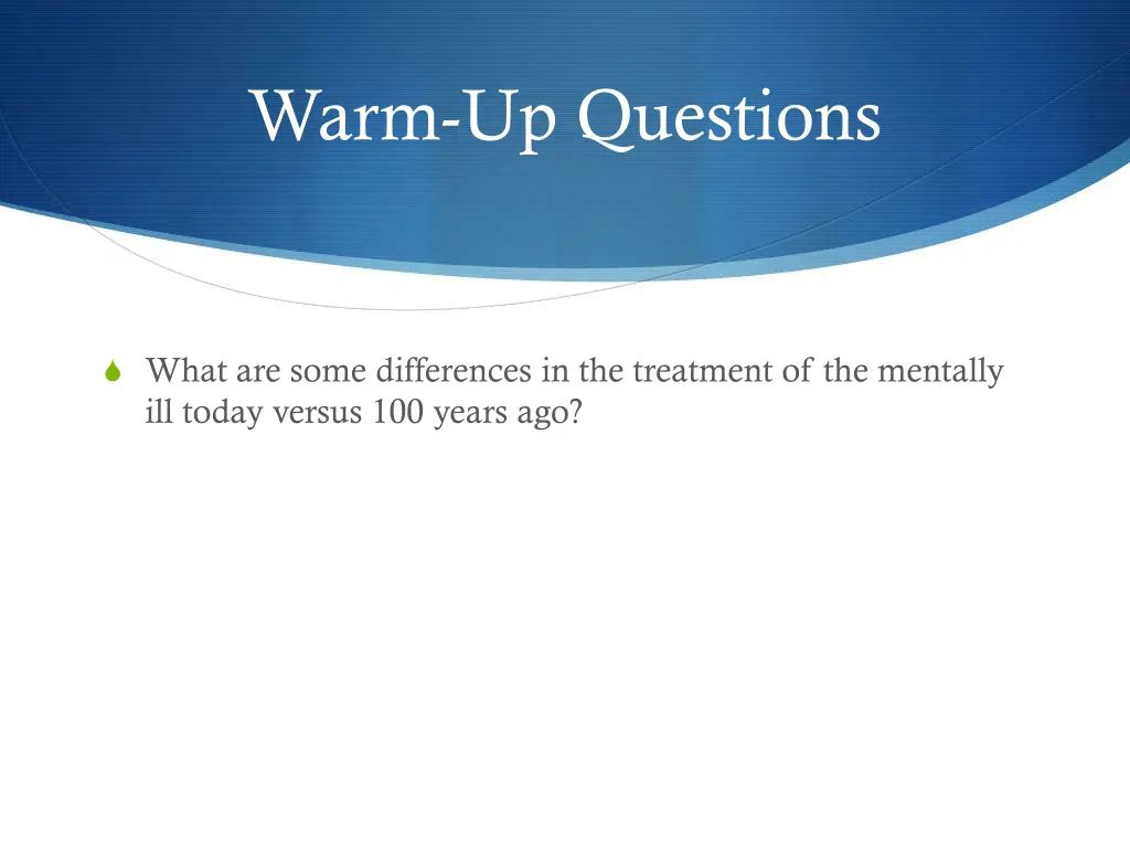 warm up questions 1