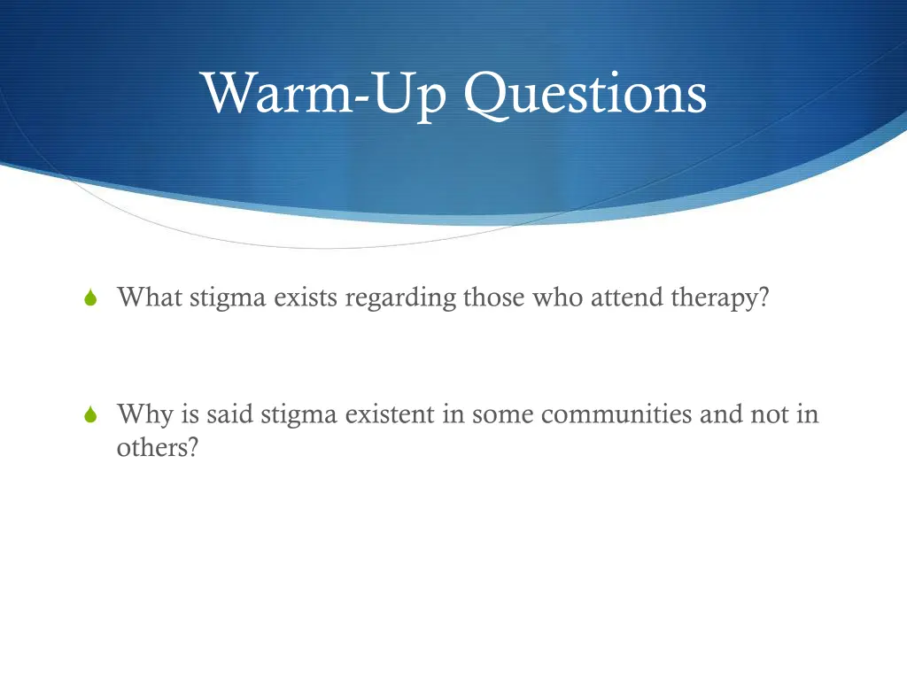 warm up questions