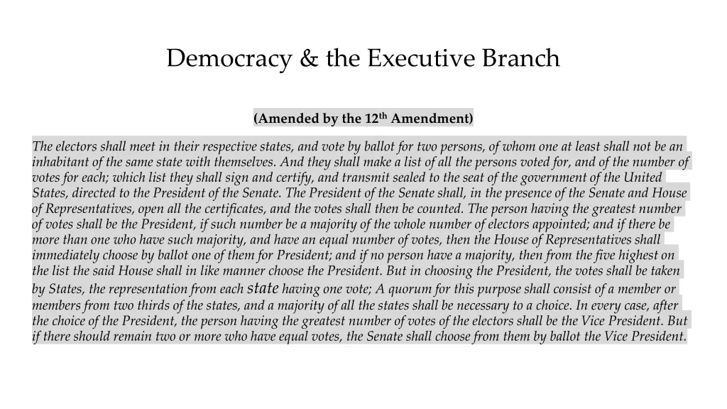 democracy the executive branch 2