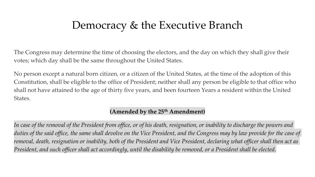 democracy the executive branch 3