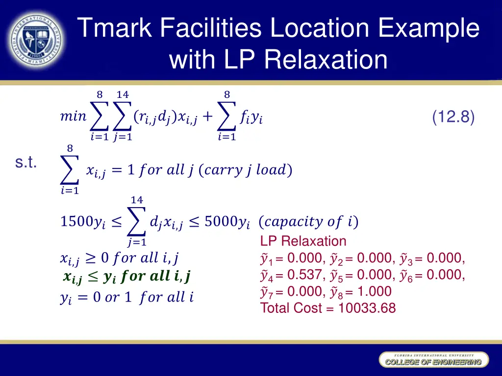 tmark facilities location example with 1