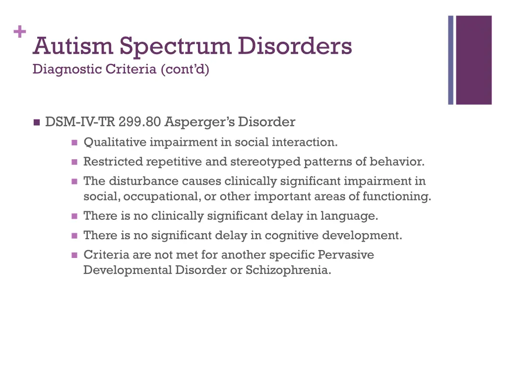 autism spectrum disorders diagnostic criteria 1