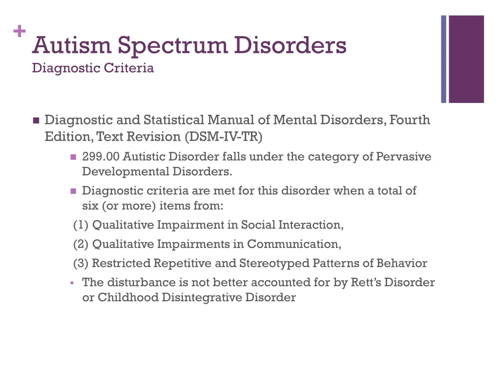 autism spectrum disorders diagnostic criteria