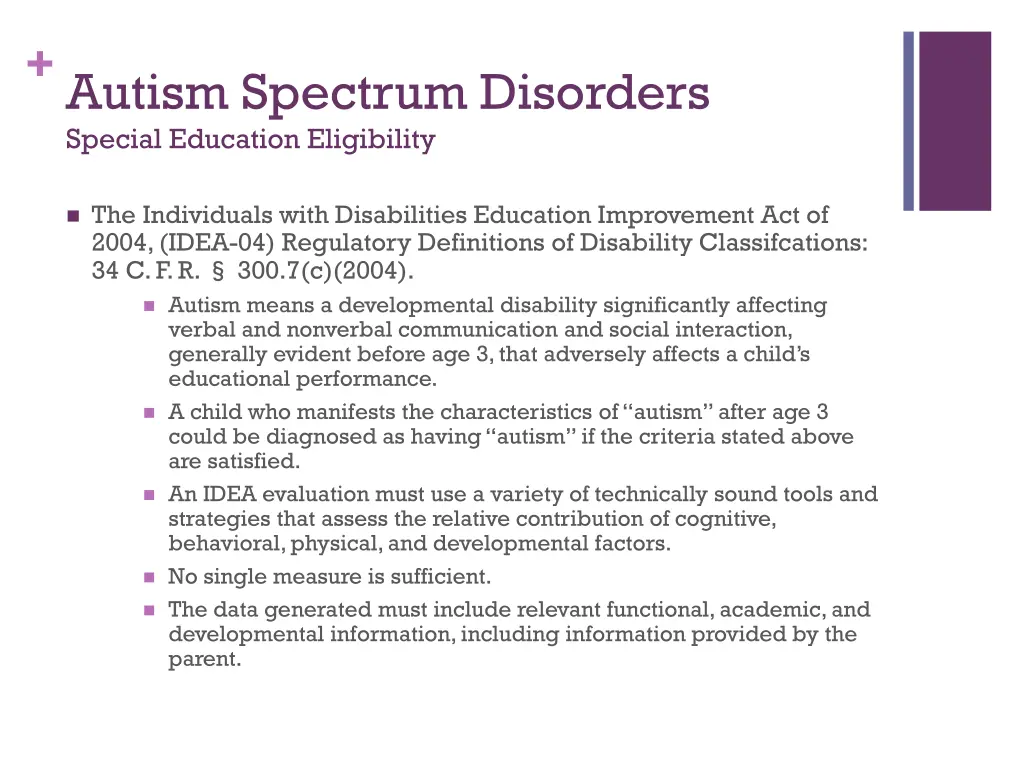 autism spectrum disorders special education