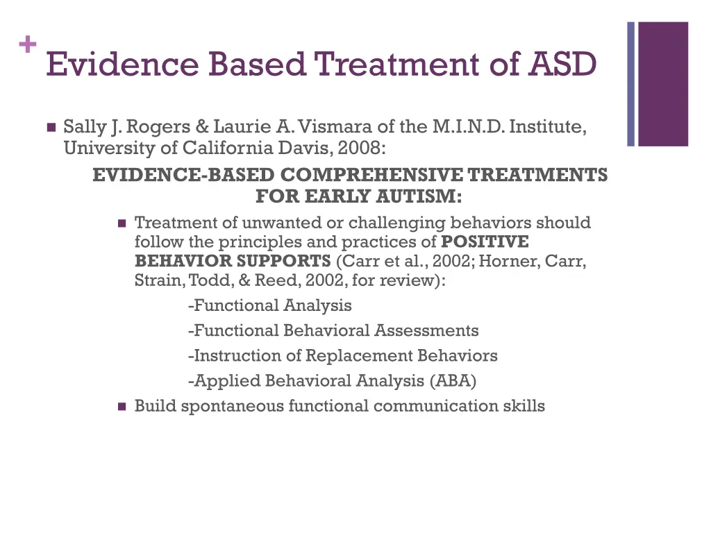 evidence based treatment of asd