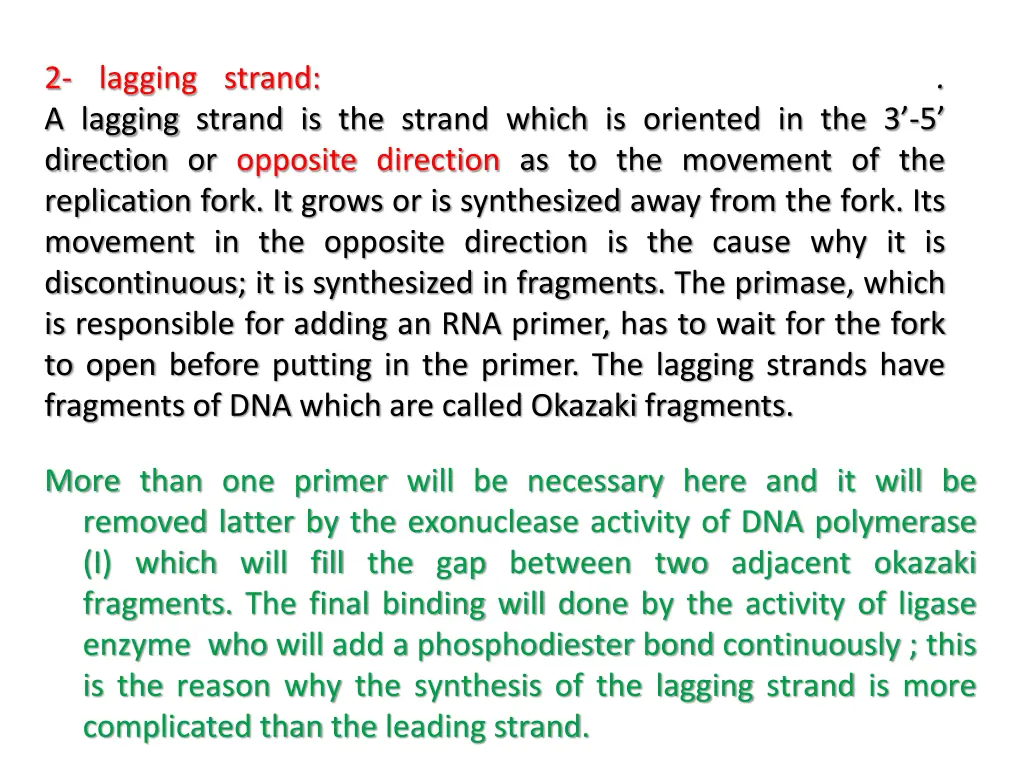 2 lagging strand a lagging strand is the strand