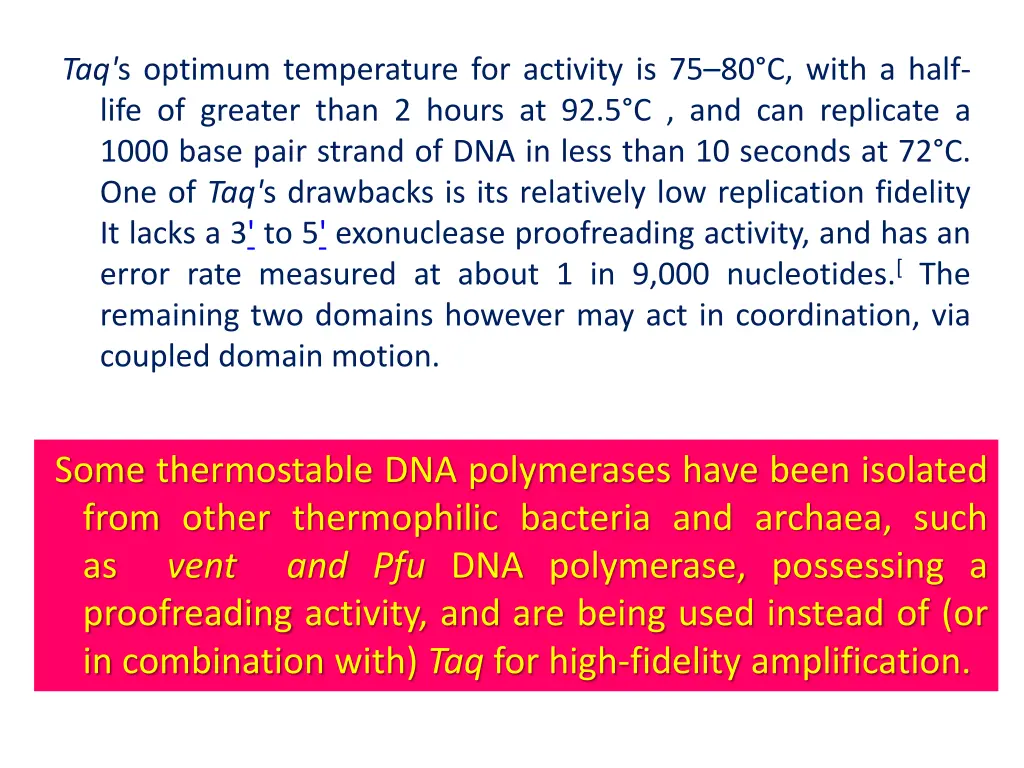 taq s optimum temperature for activity