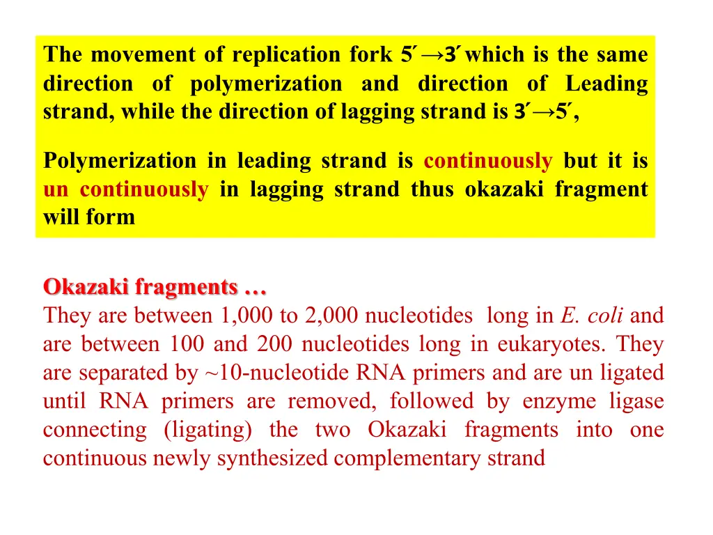 the movement of replication fork 5 3 which