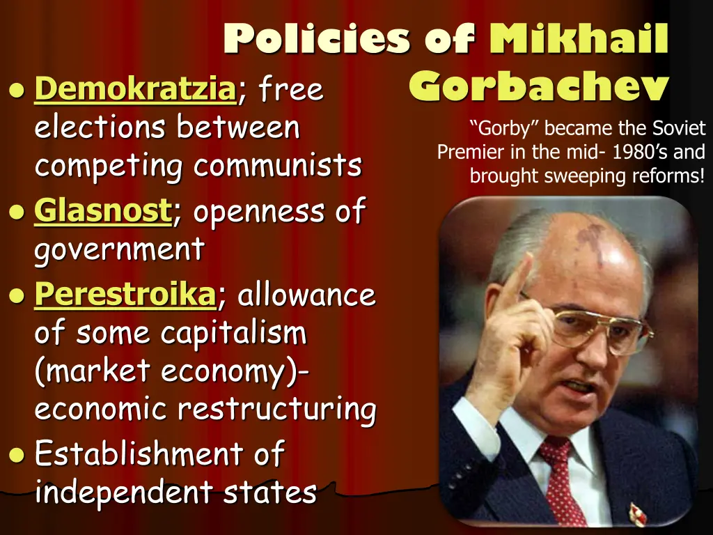 policies of mikhail gorbachev elections between