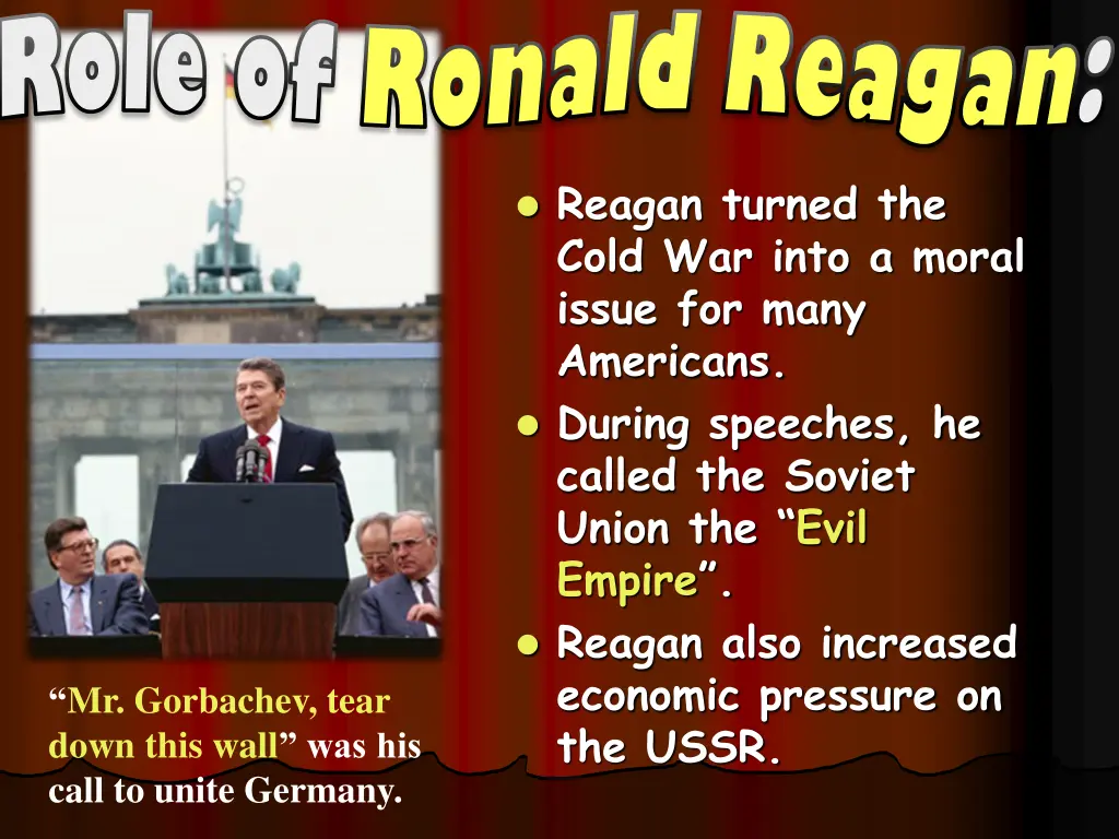 role of role of ronald reagan ronald reagan