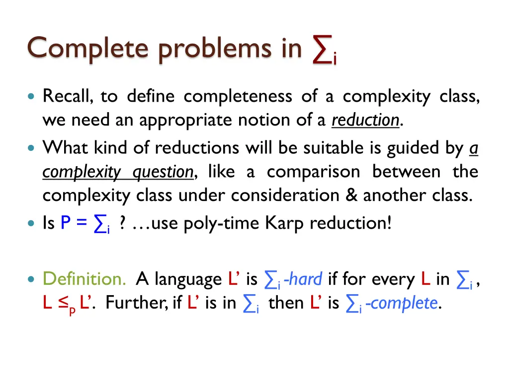 complete problems in i