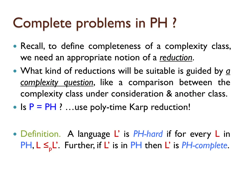 complete problems in ph