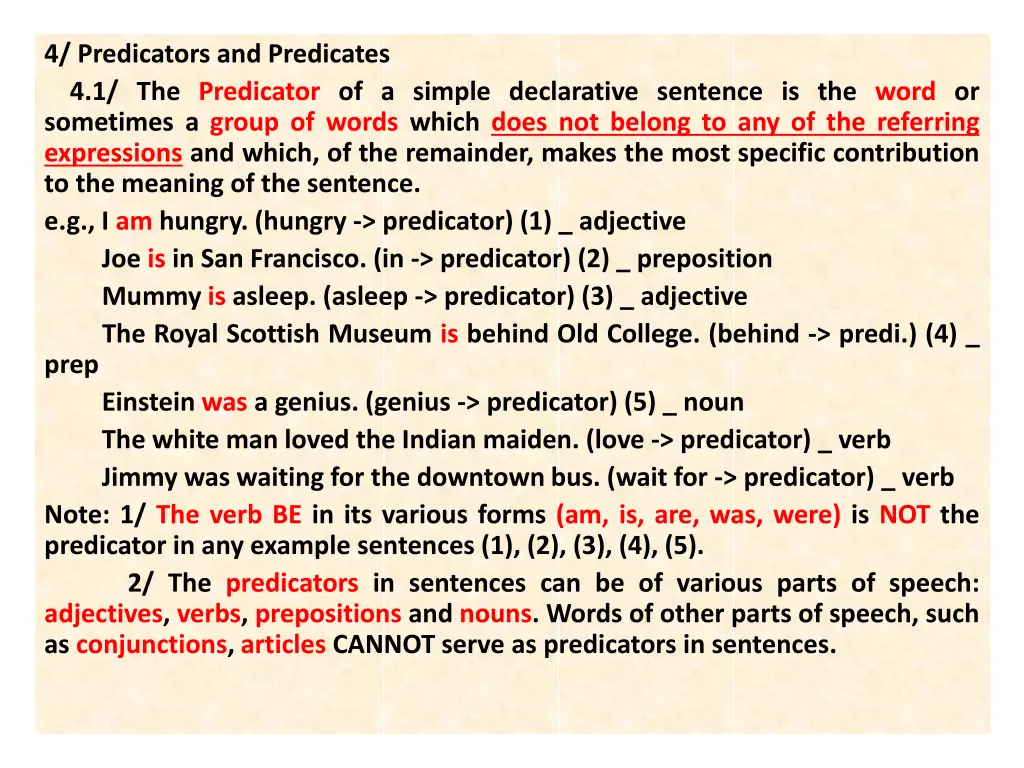 4 predicators and predicates 4 1 the predicator