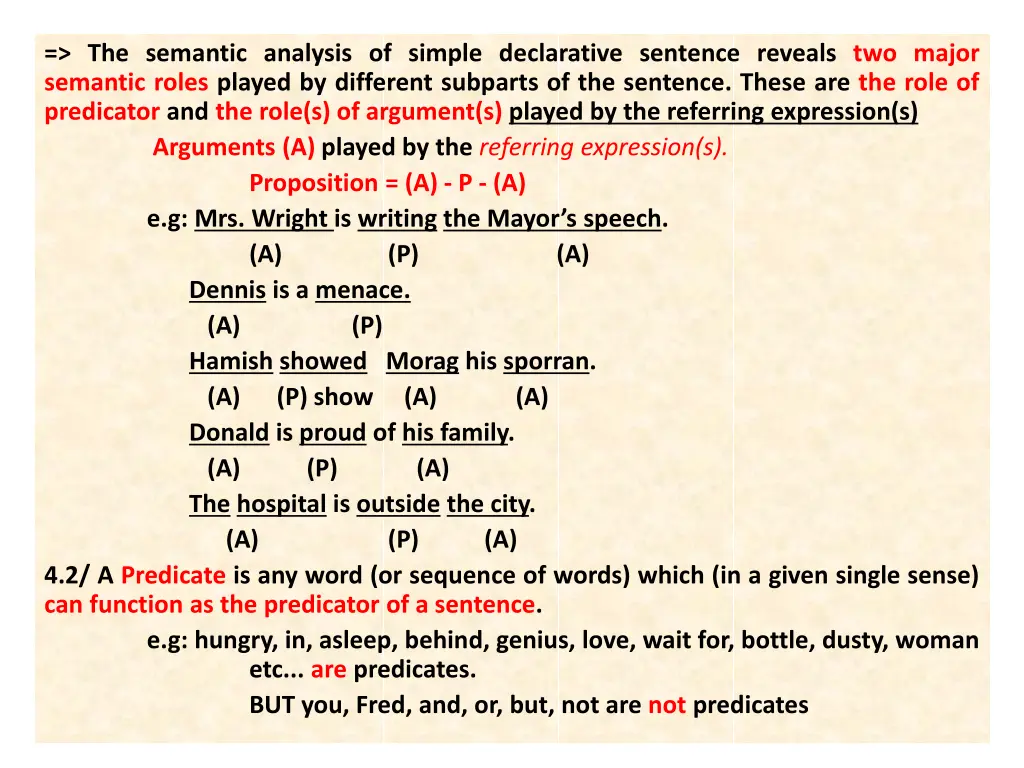 the semantic analysis of simple declarative