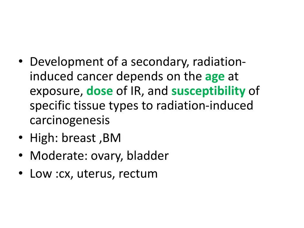 development of a secondary radiation induced