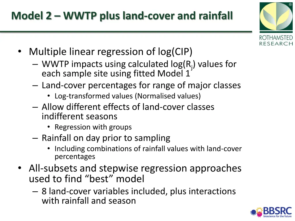 model 2 wwtp plus land cover and rainfall