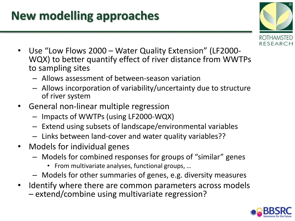 new modelling approaches