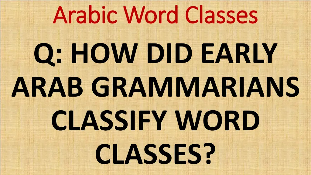 arabic word classes arabic word classes