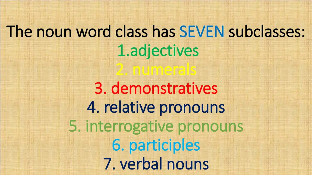 the noun word class has the noun word class